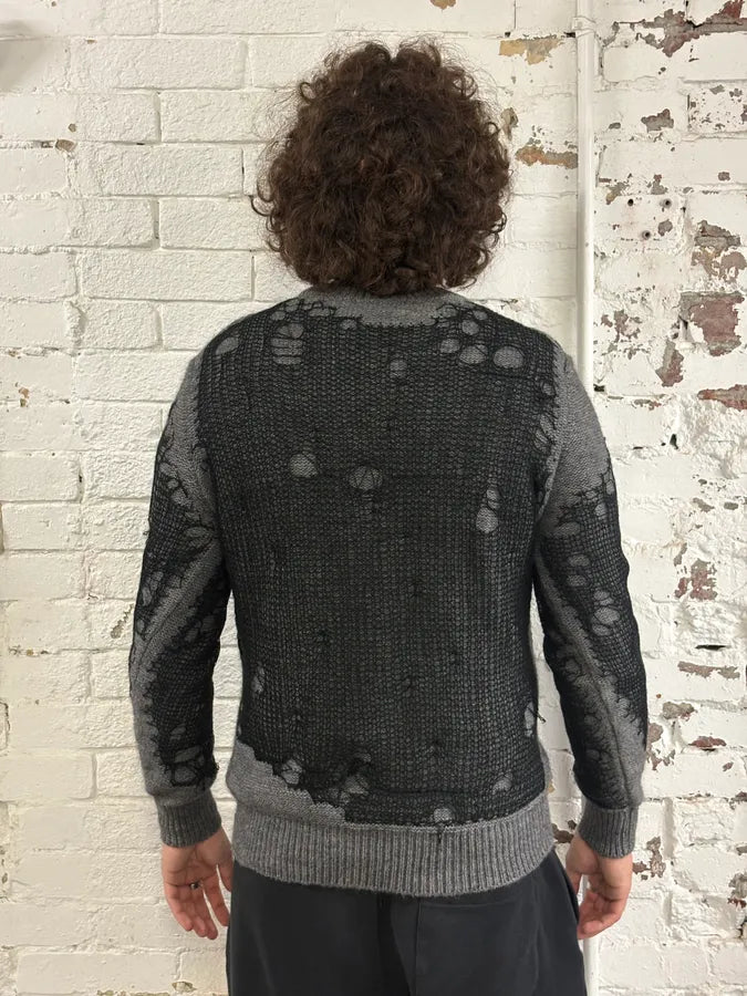 Diesel Grey Wool Net Distressed Sweater dNtfsmA 2