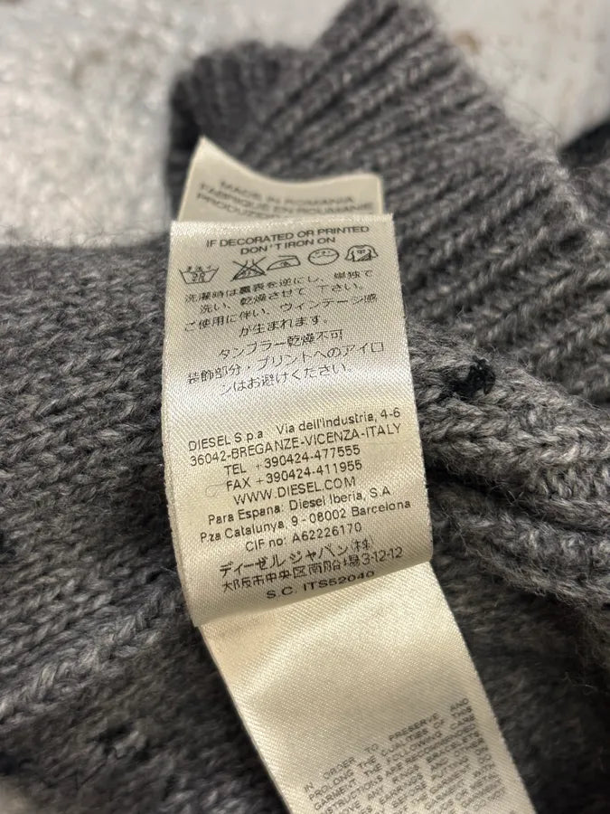 Diesel Grey Wool Net Distressed Sweater dNtfsmA 9