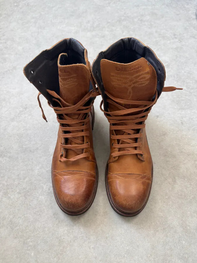 Diesel High Brown Combat Leather Boots fDSwxIx 7