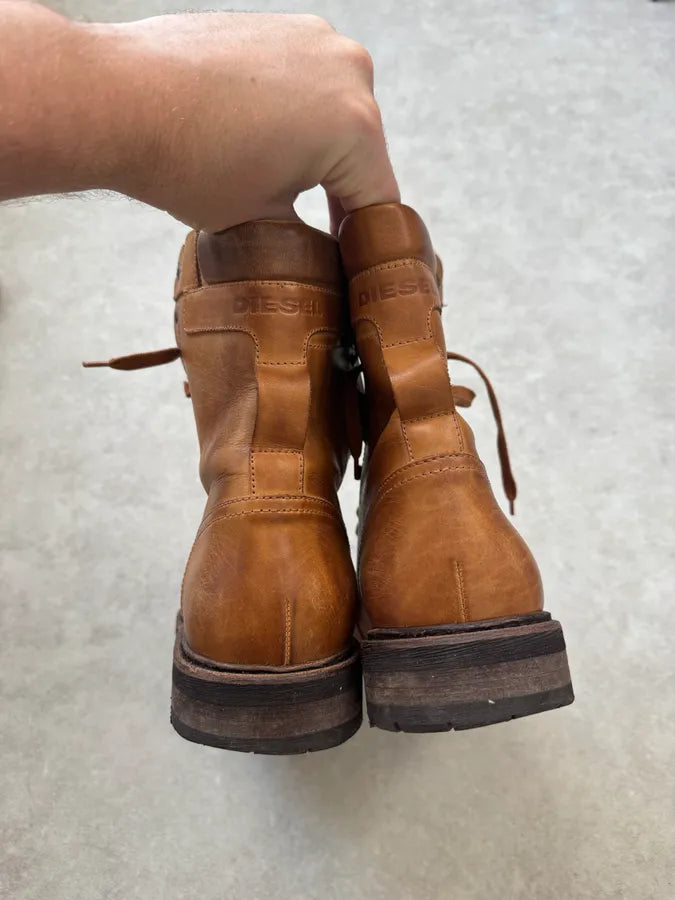 Diesel High Brown Combat Leather Boots fDSwxIx 4