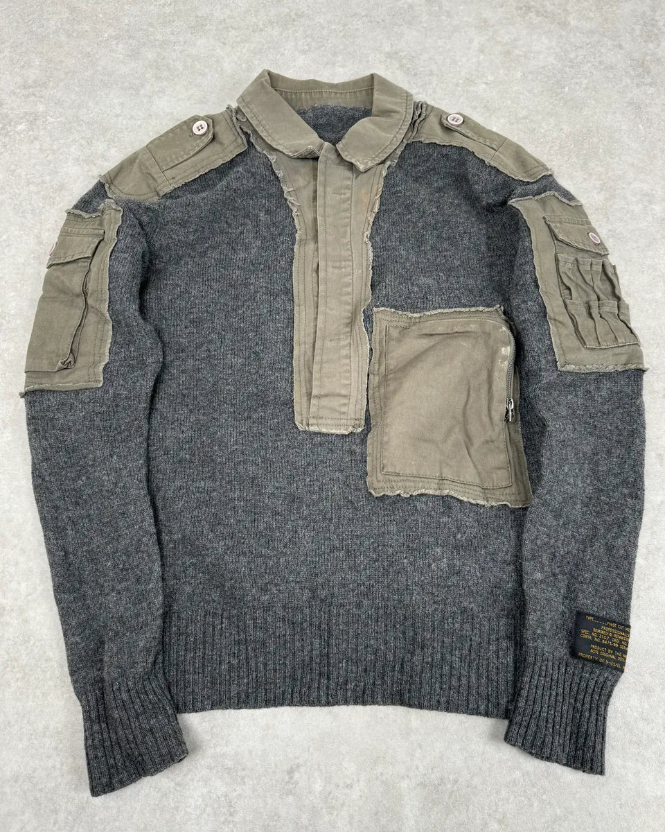 Diesel Khaki & Grey Military Wool Cargo Sweater  JrrkyOm 0