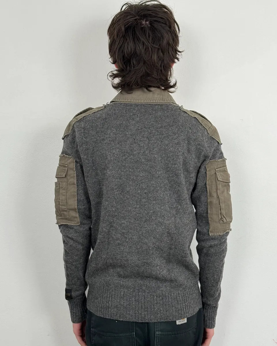 Diesel Khaki & Grey Military Wool Cargo Sweater  JrrkyOm 2