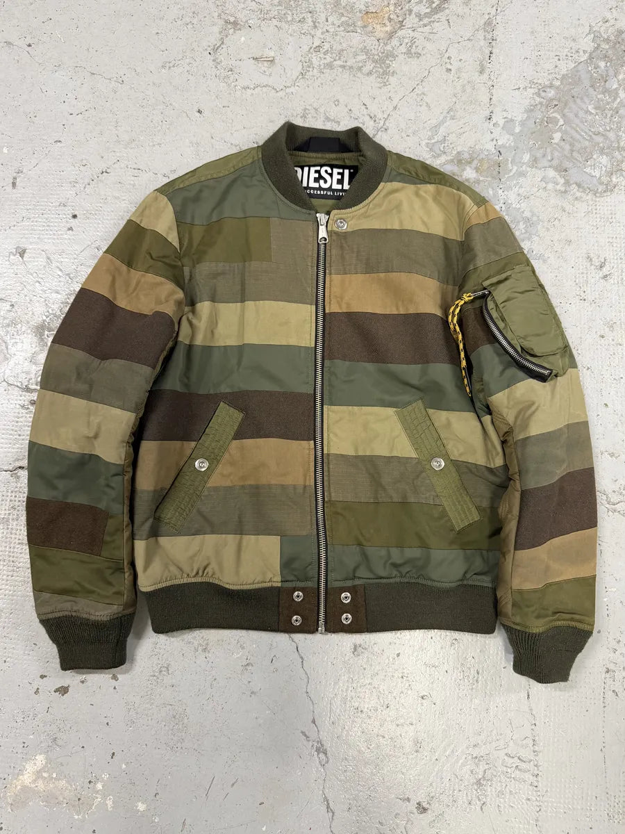 Diesel Khaki Camo Panel Bomber Jacket wsjlaLs 0