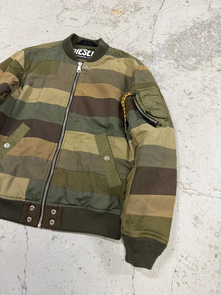 Diesel Khaki Camo Panel Bomber Jacket wsjlaLs 3