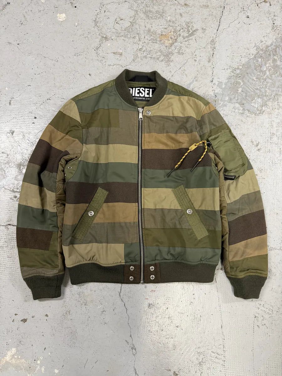 Diesel Khaki Camo Panel Bomber Jacket wsjlaLs 5