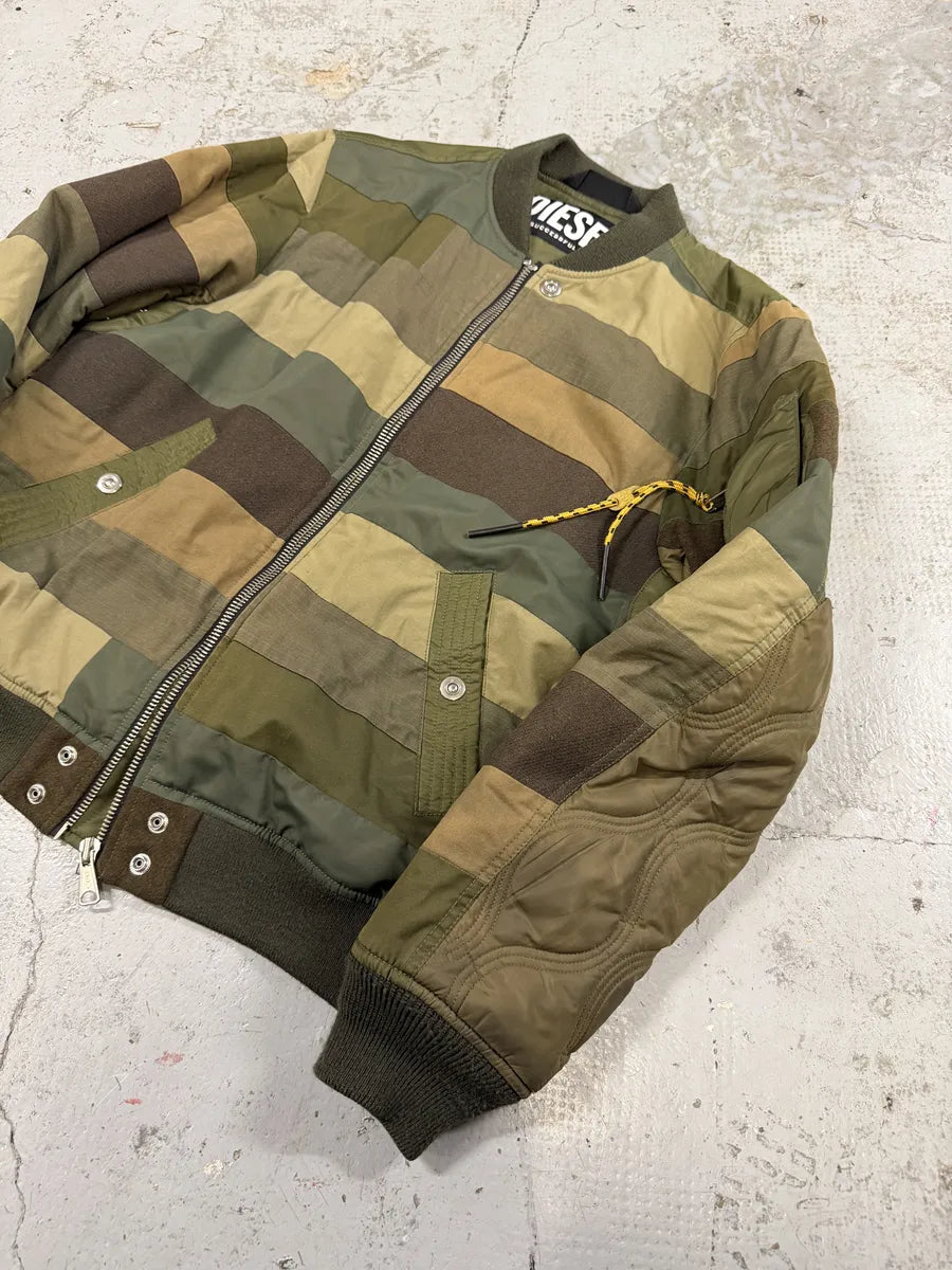Diesel Khaki Camo Panel Bomber Jacket wsjlaLs 8