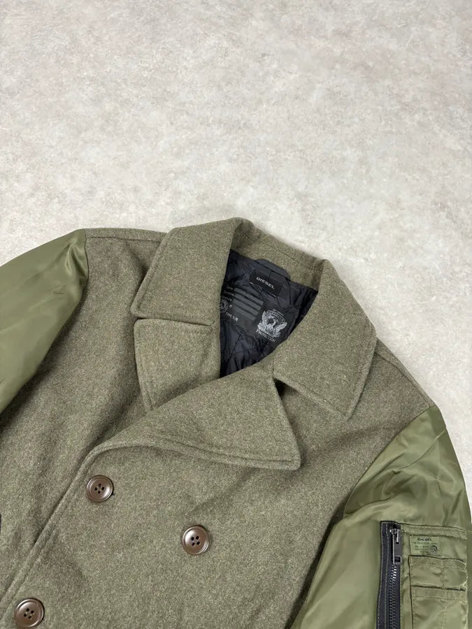 Diesel Khaki Green Caban Wool & Nylon Hybrid Bomber Jacket VhhIsaq 3