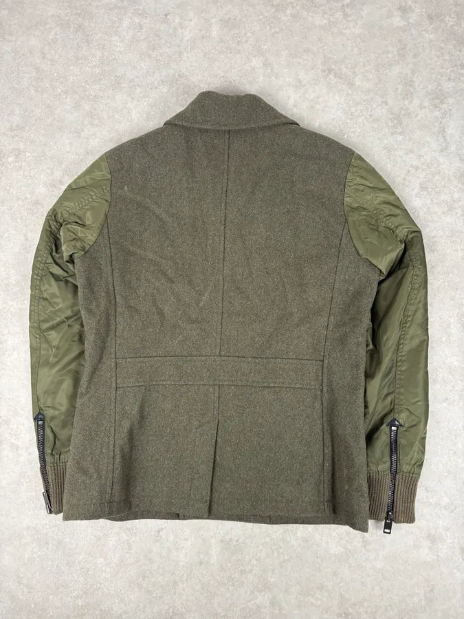 Diesel Khaki Green Caban Wool & Nylon Hybrid Bomber Jacket VhhIsaq 4