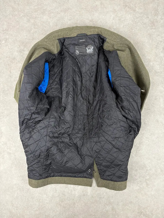 Diesel Khaki Green Caban Wool & Nylon Hybrid Bomber Jacket VhhIsaq 6