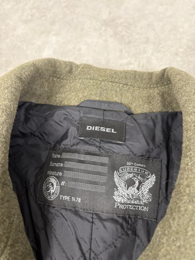 Diesel Khaki Green Caban Wool & Nylon Hybrid Bomber Jacket VhhIsaq 7