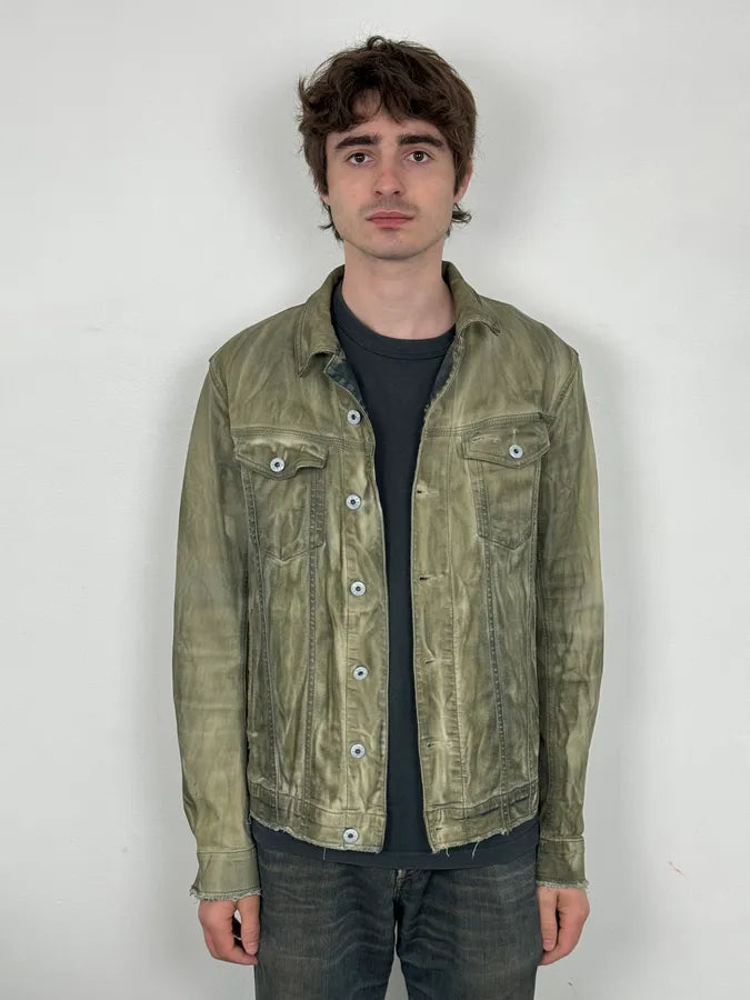 Diesel Khaki Mud Wash Waxed Denim Jacket GgDHTEC 1