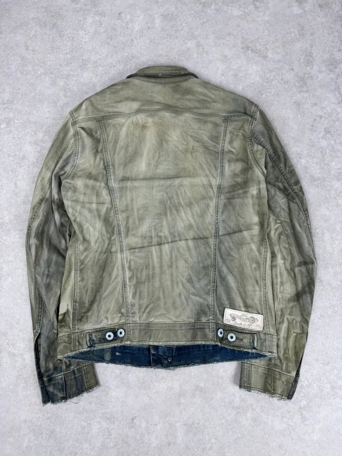 Diesel Khaki Mud Wash Waxed Denim Jacket GgDHTEC 5