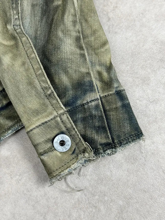 Diesel Khaki Mud Wash Waxed Denim Jacket GgDHTEC 8