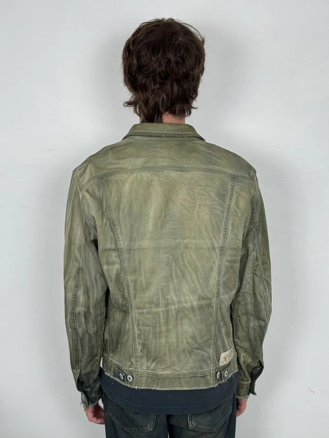 Diesel Khaki Mud Wash Waxed Denim Jacket GgDHTEC 2