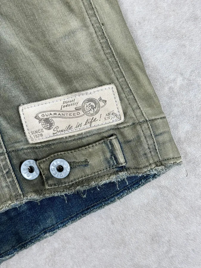 Diesel Khaki Mud Wash Waxed Denim Jacket GgDHTEC 10