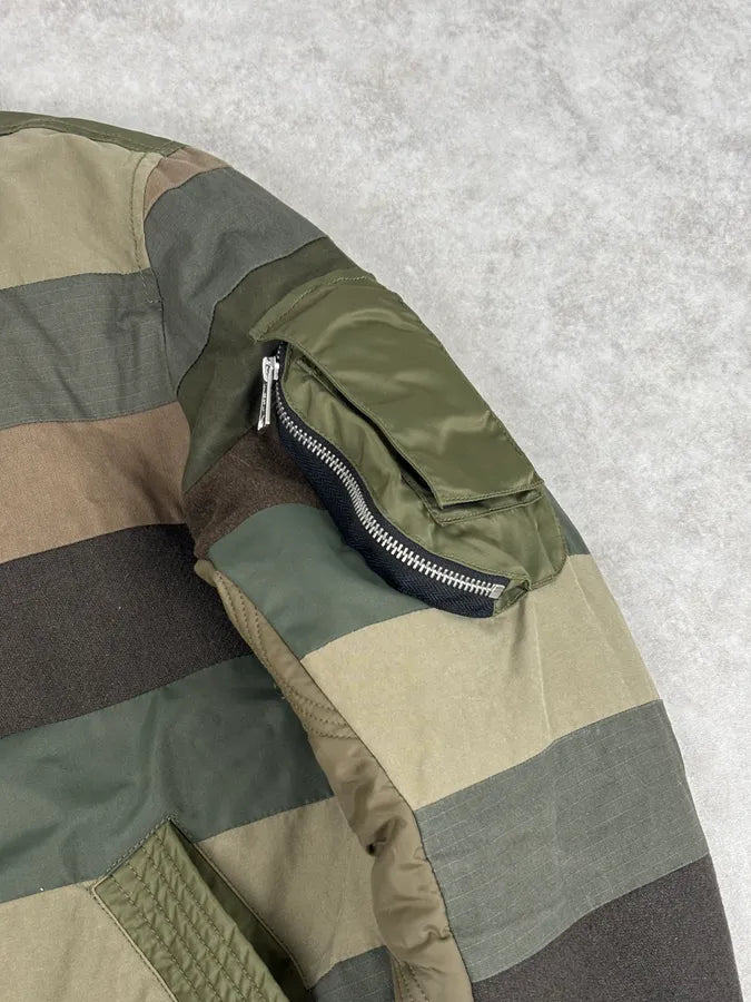 Diesel Khaki Green Nylon Striped Bomber Jacket SGeEDAf 8