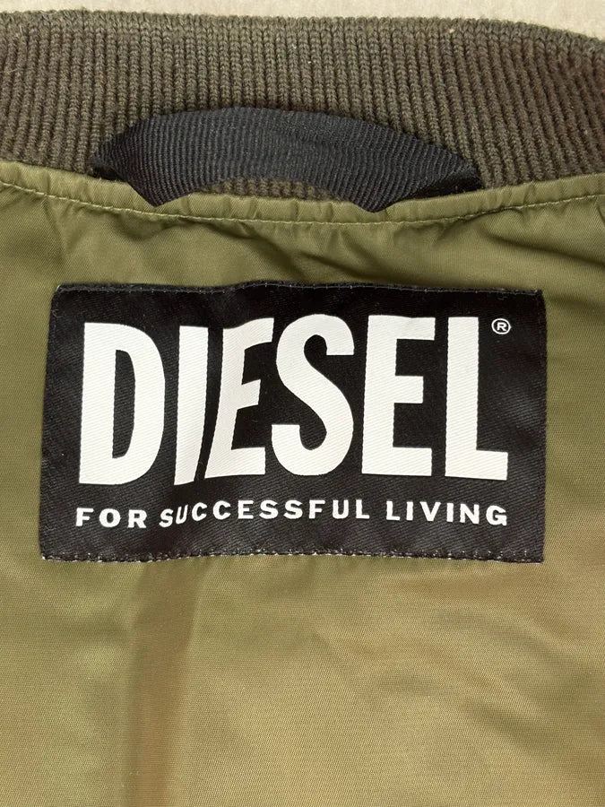 Diesel Khaki Green Nylon Striped Bomber Jacket SGeEDAf 10