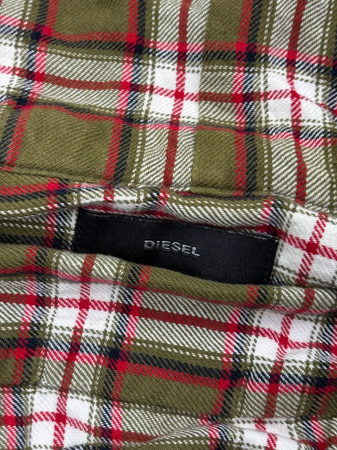 Diesel Khaki Plaid Cozy Zip-up Hoodie vyzpsrZ 8