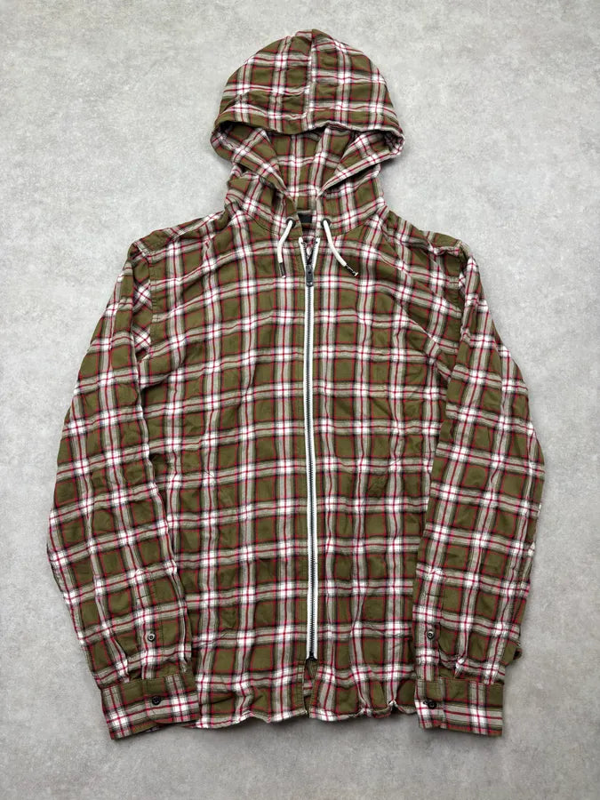 Diesel Khaki Plaid Cozy Zip-up Hoodie vyzpsrZ 0