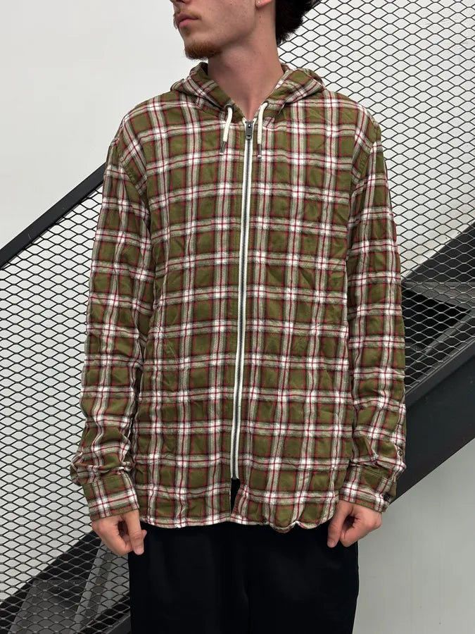 Diesel Khaki Plaid Cozy Zip-up Hoodie vyzpsrZ 1