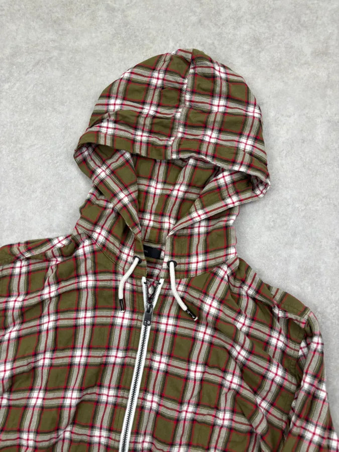Diesel Khaki Plaid Cozy Zip-up Hoodie vyzpsrZ 3