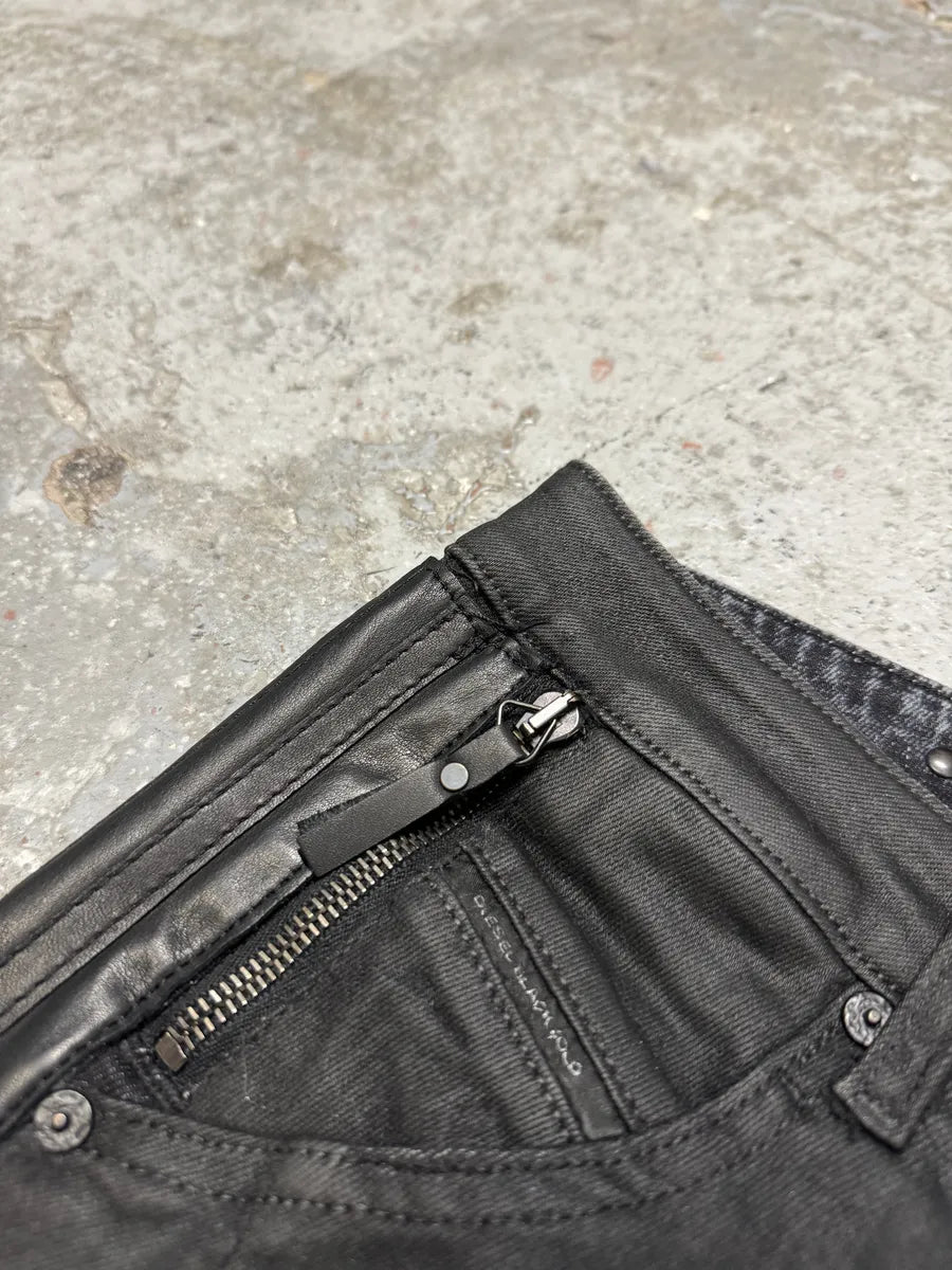 Diesel Leather Waxed Black Skinny Jeans tOVrVNT 4