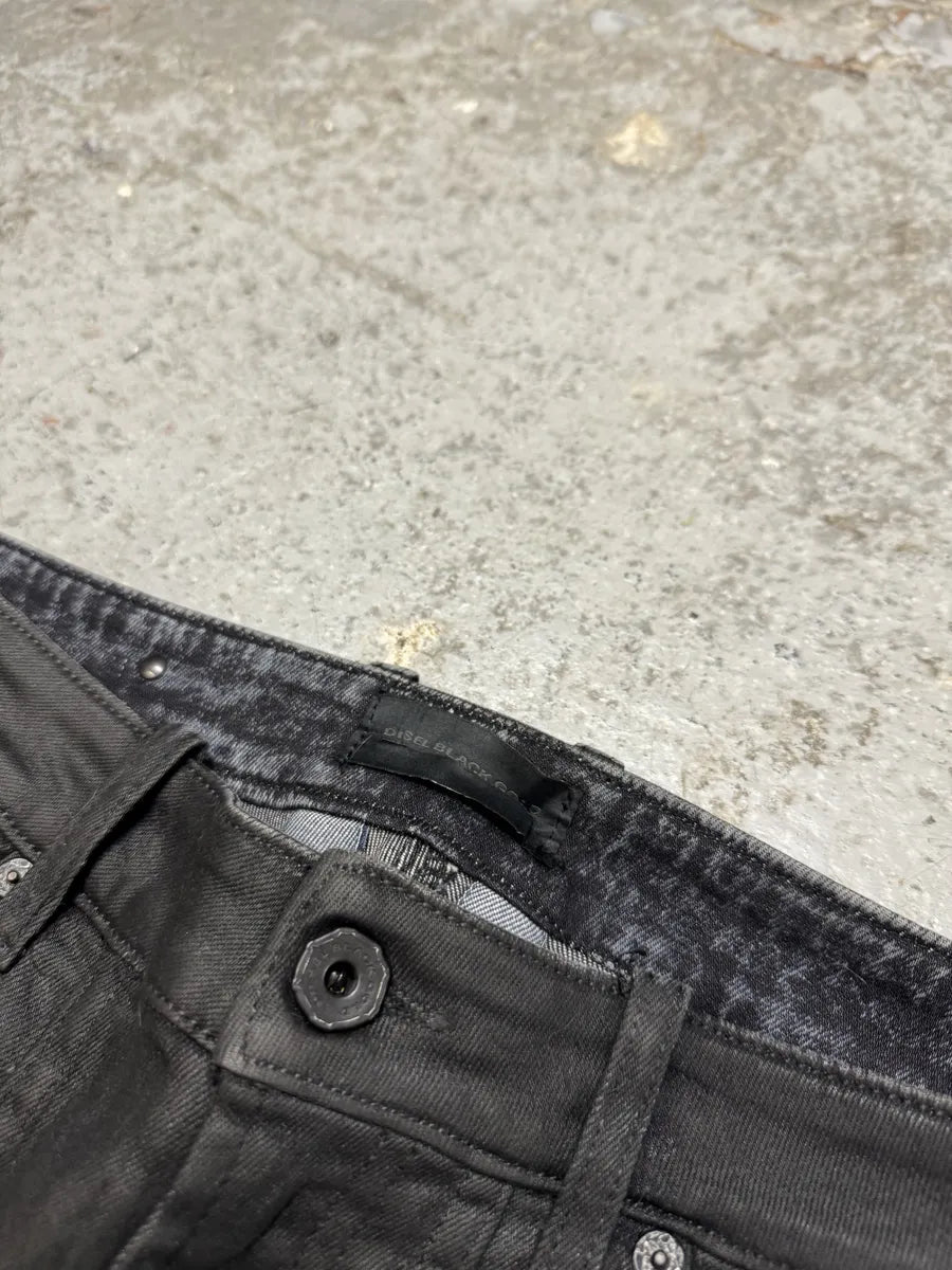 Diesel Leather Waxed Black Skinny Jeans tOVrVNT 6