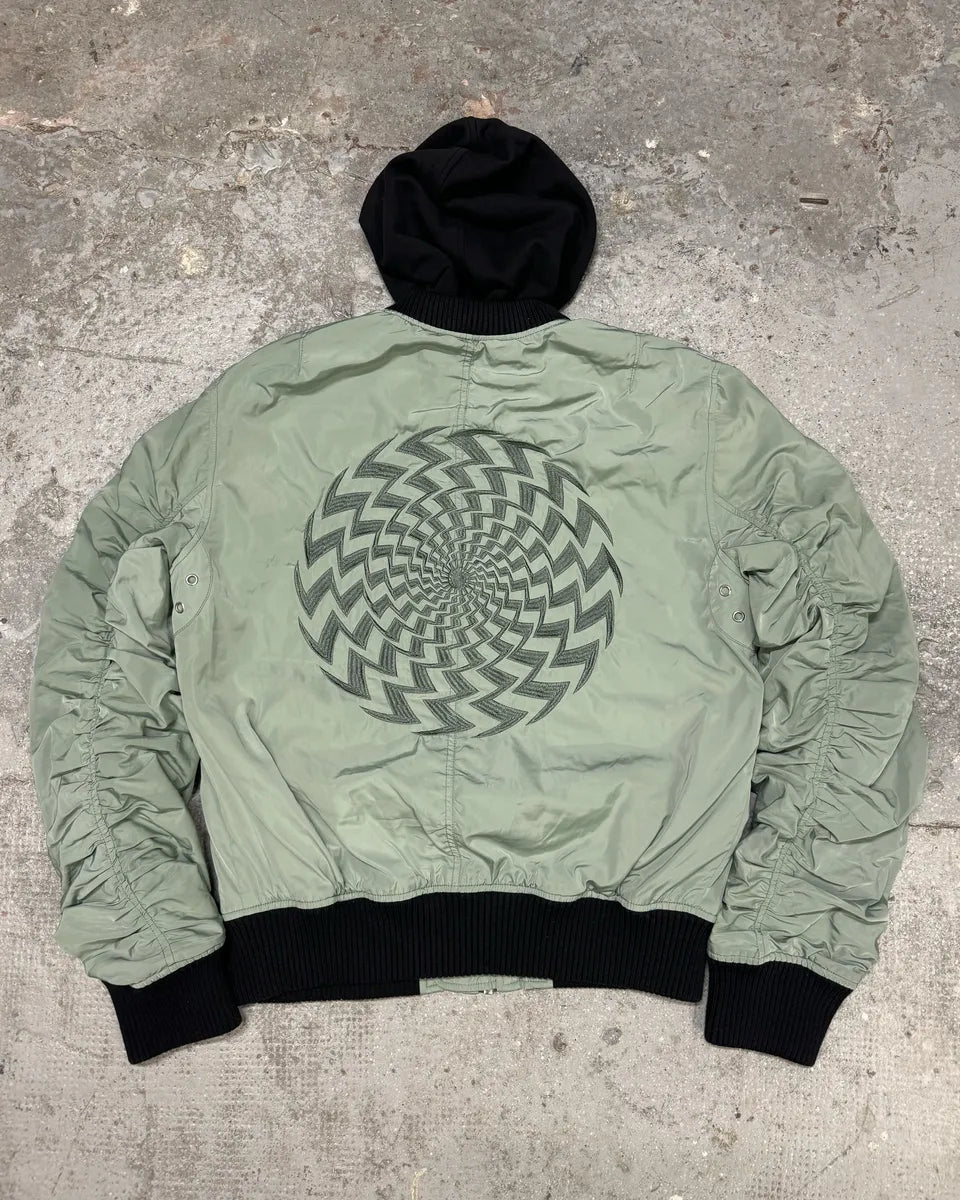 Diesel Light Green Spinal Embroidered Back Hooded Bomber Jacket qLUGfGw 0