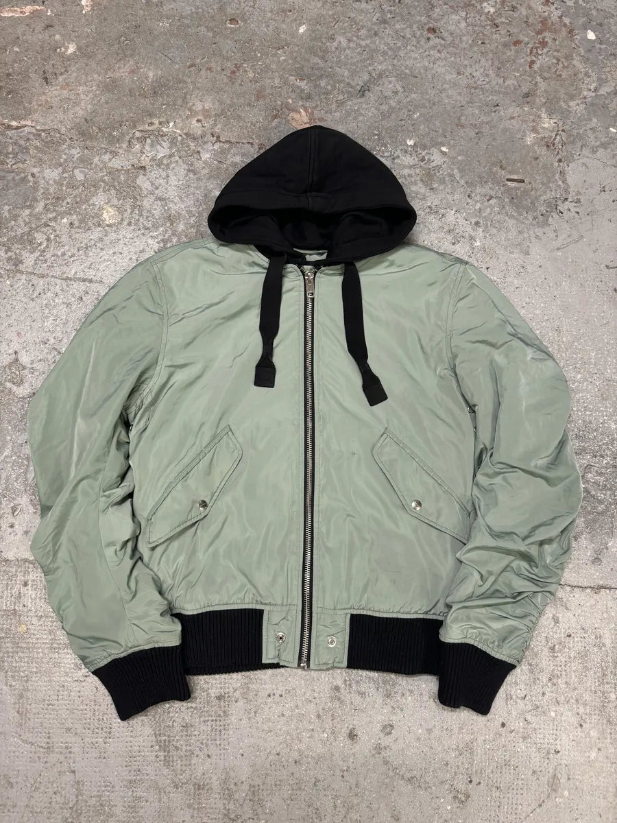 Diesel Light Green Spinal Embroidered Back Hooded Bomber Jacket qLUGfGw 1