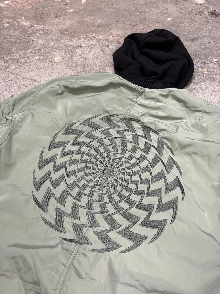 Diesel Light Green Spinal Embroidered Back Hooded Bomber Jacket qLUGfGw 4