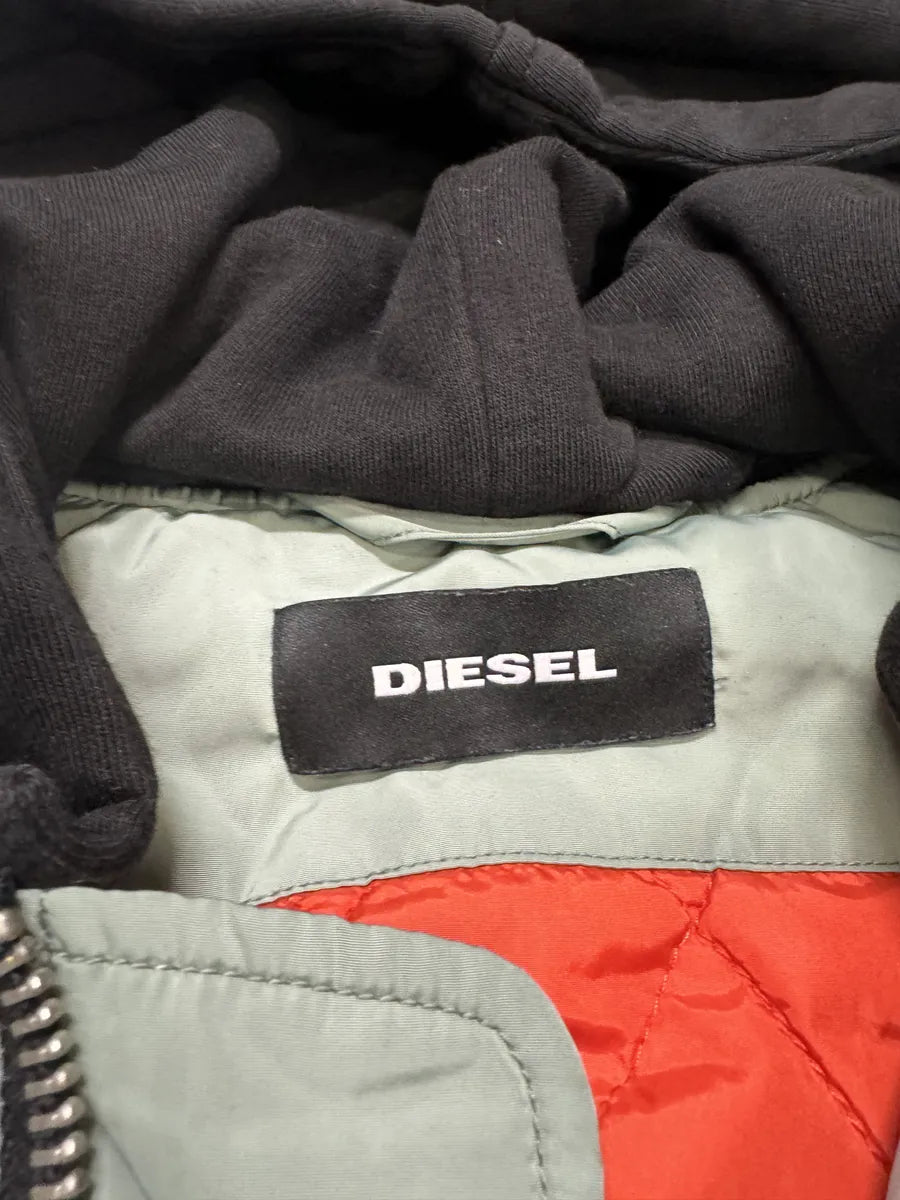 Diesel Light Green Spinal Embroidered Back Hooded Bomber Jacket qLUGfGw 5