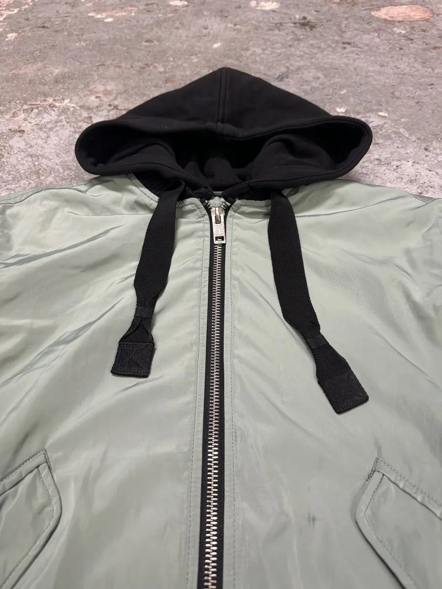 Diesel Light Green Spinal Embroidered Back Hooded Bomber Jacket qLUGfGw 6