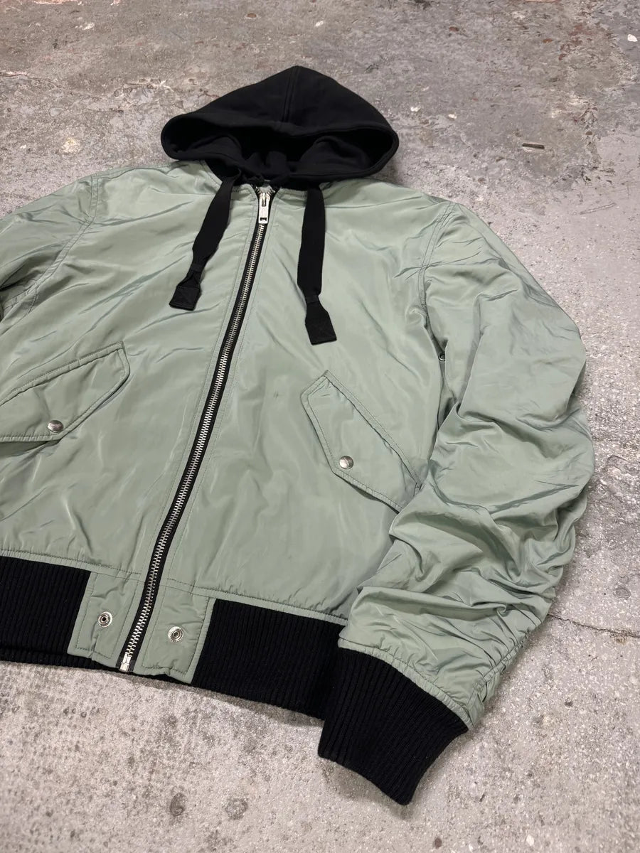 Diesel Light Green Spinal Embroidered Back Hooded Bomber Jacket qLUGfGw 7