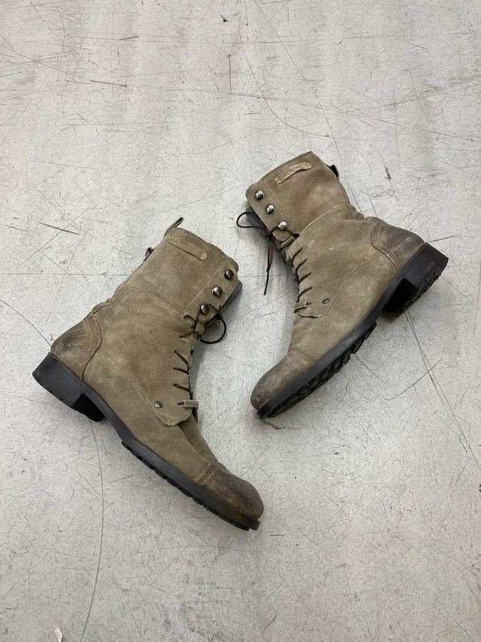 Diesel Military Grey Suede Lace-Up Boots XfuvPfM 1