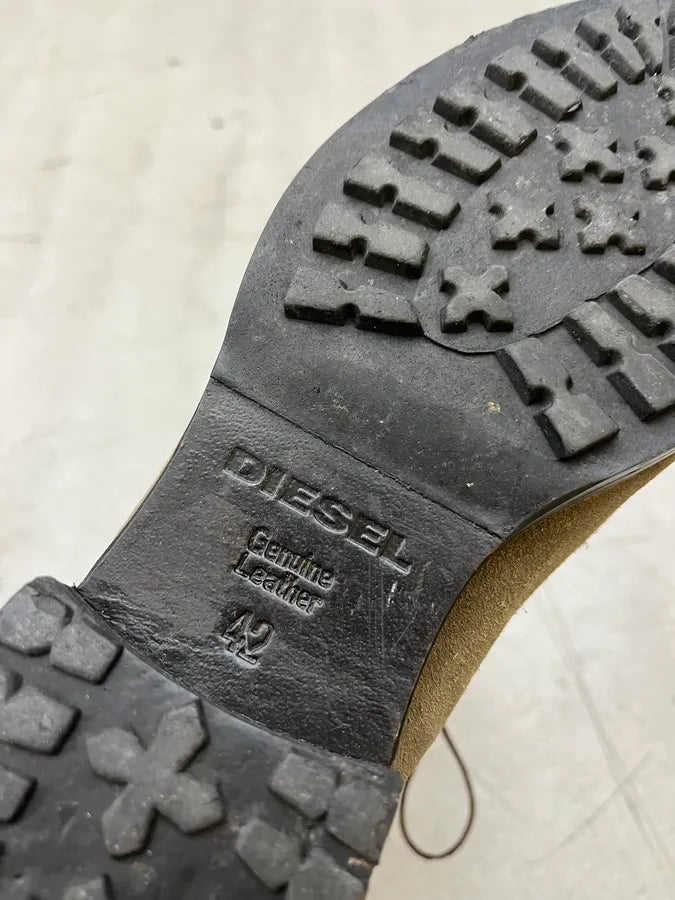 Diesel Military Grey Suede Lace-Up Boots XfuvPfM 7