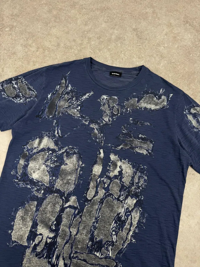 Diesel Navy Bacteria Graphic Print T-Shirt uFJBTyY 4