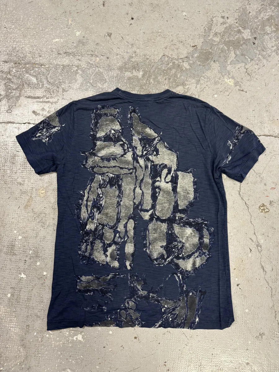 Diesel Navy Distressed Tee-Shirt (S) gUylnoR 1