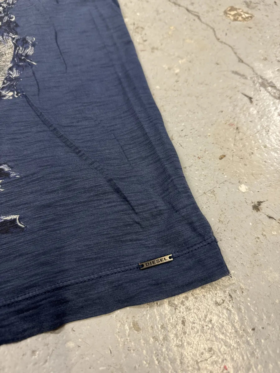 Diesel Navy Distressed Tee-Shirt (S) gUylnoR 5