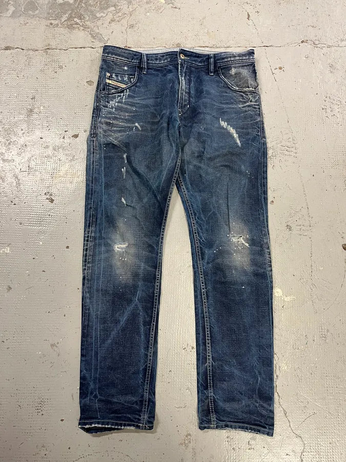 Diesel Navy Faded Distressed Slim Denim Jeans PGgYtcb 0