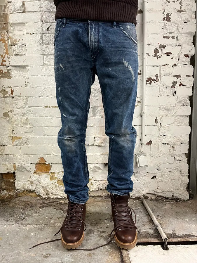 Diesel Navy Faded Distressed Slim Denim Jeans PGgYtcb 1