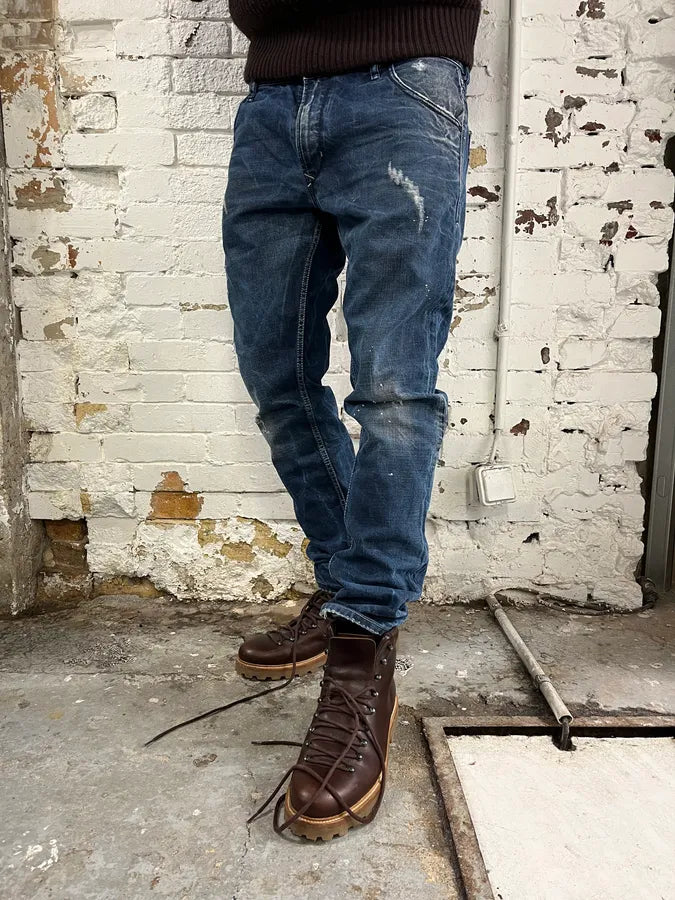 Diesel Navy Faded Distressed Slim Denim Jeans PGgYtcb 2