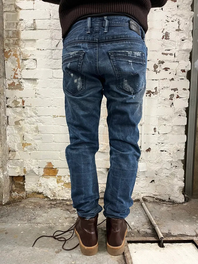 Diesel Navy Faded Distressed Slim Denim Jeans PGgYtcb 3