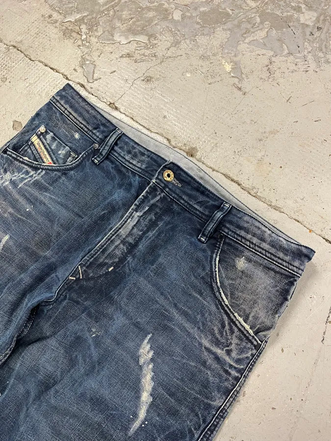 Diesel Navy Faded Distressed Slim Denim Jeans PGgYtcb 5