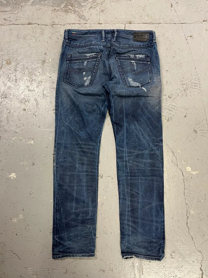Diesel Navy Faded Distressed Slim Denim Jeans PGgYtcb 7