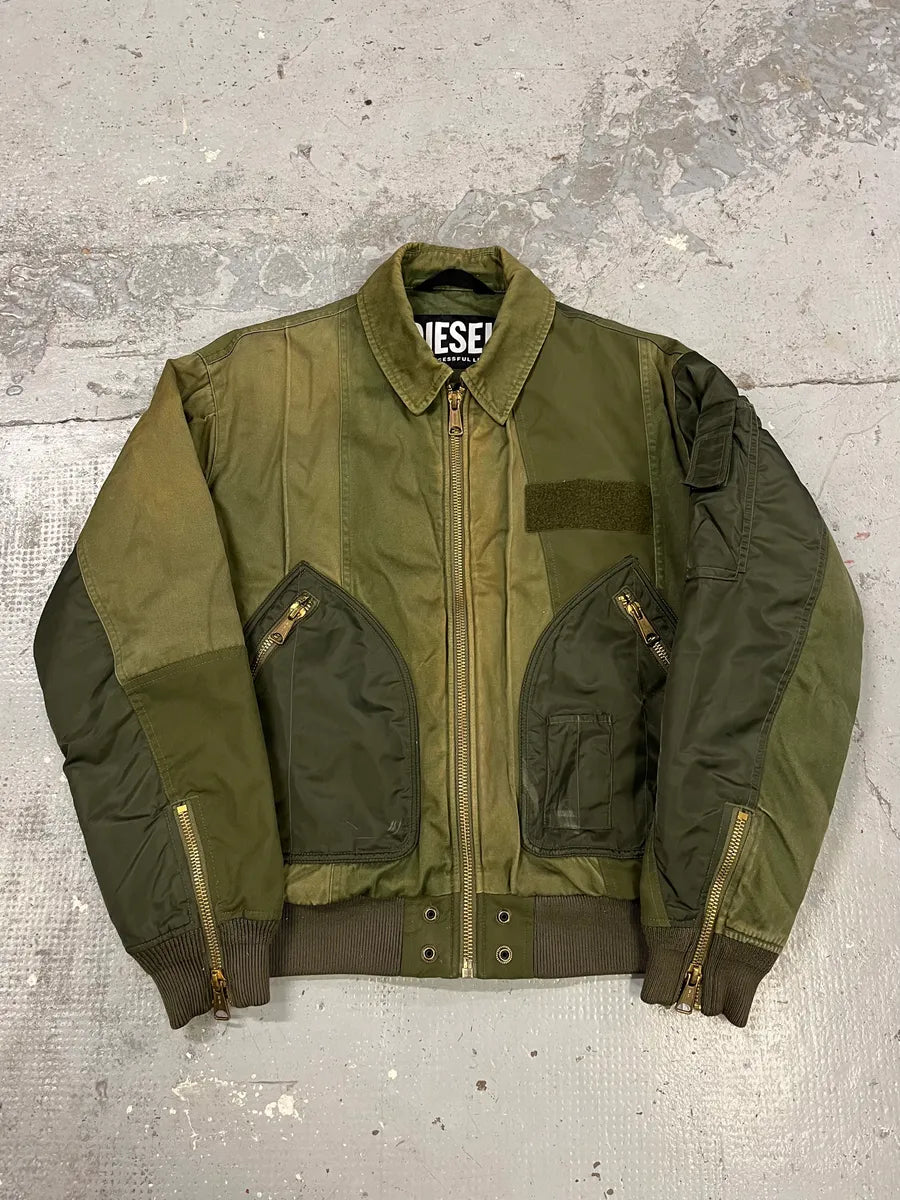 Diesel Olive Green Combat Bomber Jacket DeECzbd 0