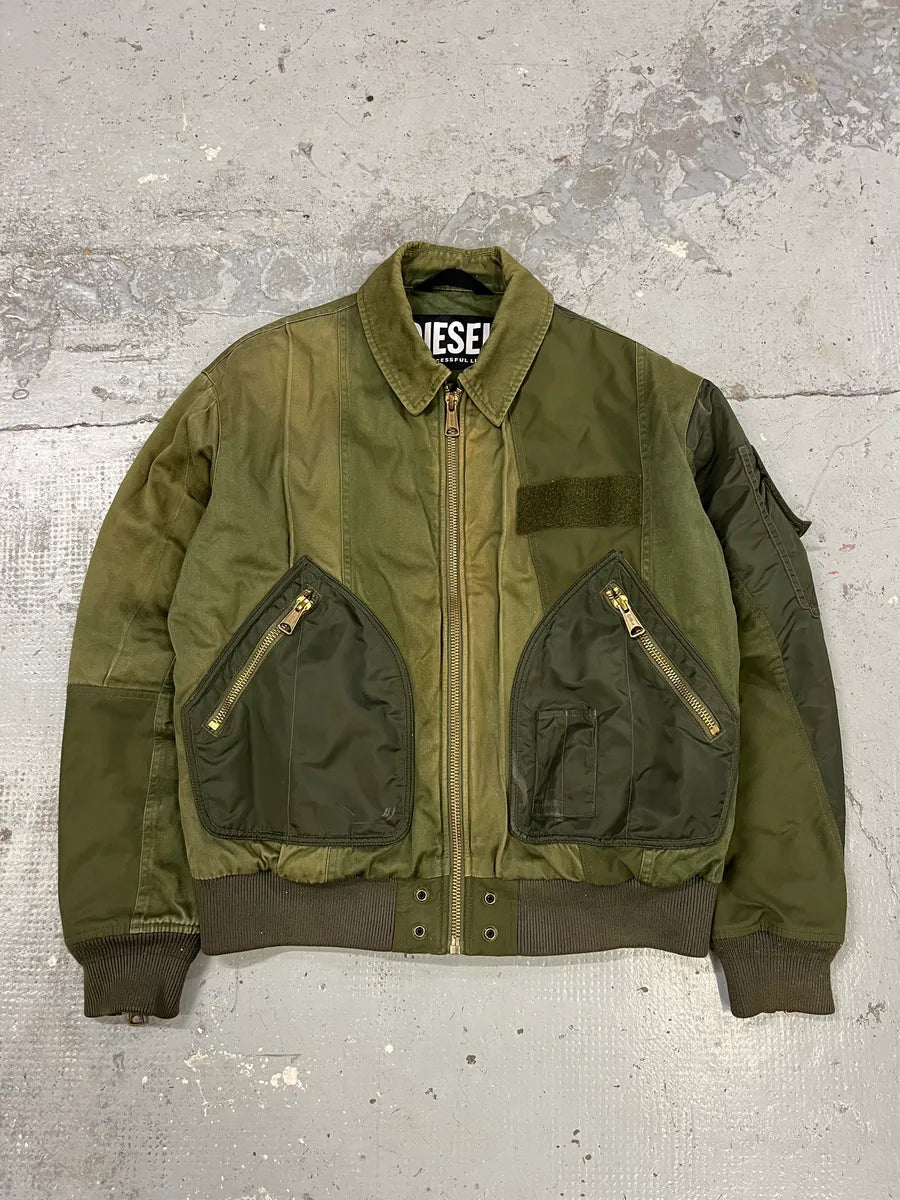 Diesel Olive Green Combat Bomber Jacket DeECzbd 2