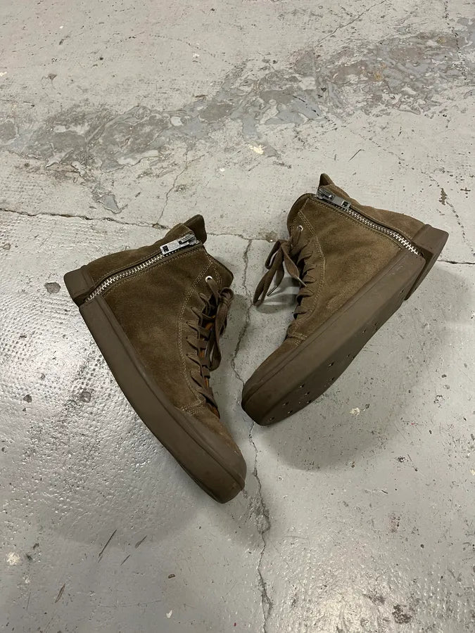 Diesel Olive Green Suede Leather High Ultra Zip Sneakers VzoHQWO 1