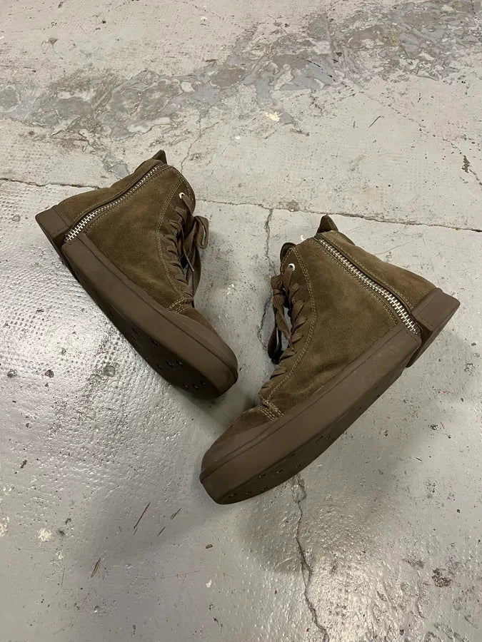 Diesel Olive Green Suede Leather High Ultra Zip Sneakers VzoHQWO 2