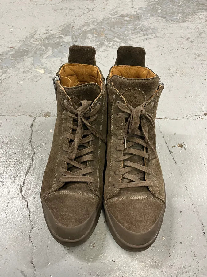 Diesel Olive Green Suede Leather High Ultra Zip Sneakers VzoHQWO 3