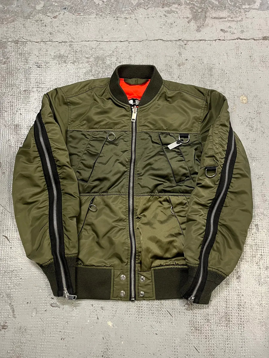 Diesel Olive Multi-Pocket Back Zip Olive Cargo Bomber Jacket yUiKrII 0